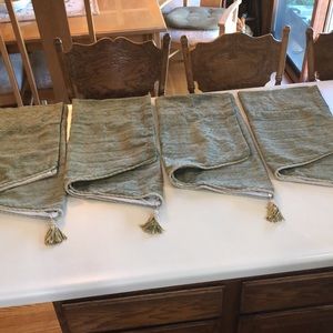 Four valance panels Beautiful olive green textured material